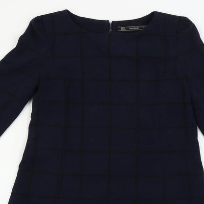 TRAFALUC  Womens Blue Check  A-Line  Size S