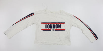 H&M  Girls White   Basic T-Shirt Size 14 Years
