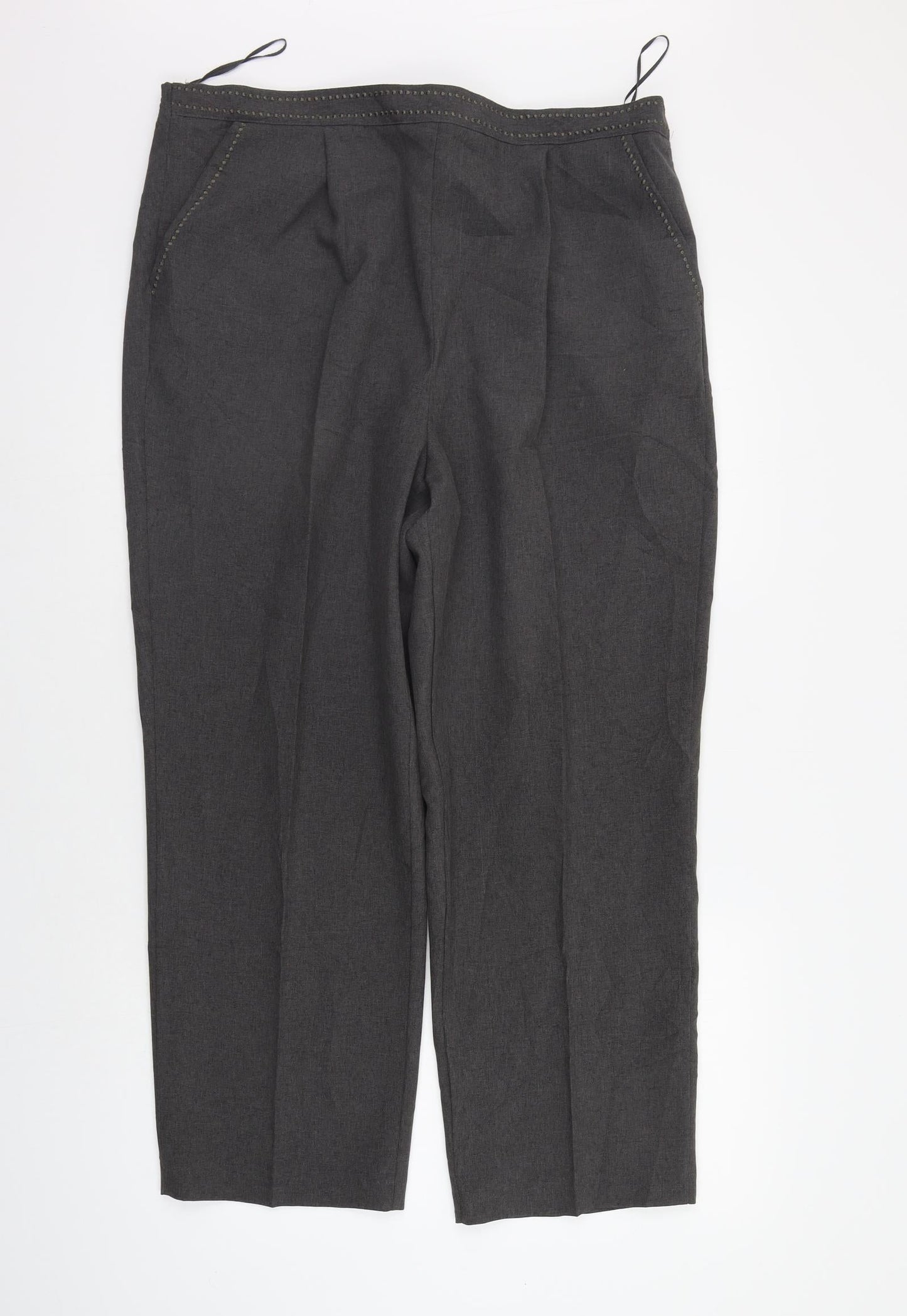 BM Womens Grey   Trousers  Size 18 L25 in - Elastic Waist Band
