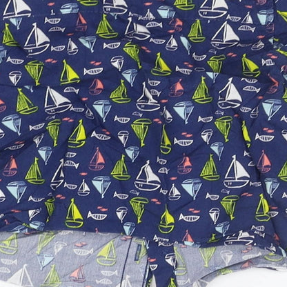 M&Co Boys Blue Geometric  Basic Button-Up Size 12-18 Months