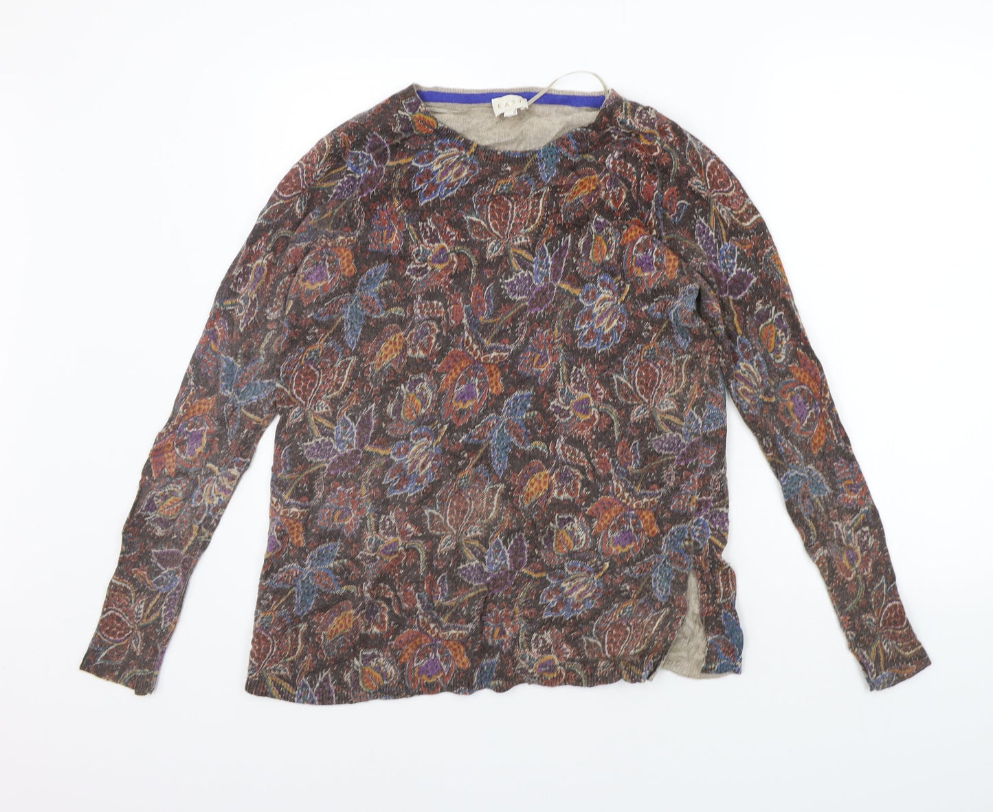 Womens UK Size XS EAST Brown Henley Jumper