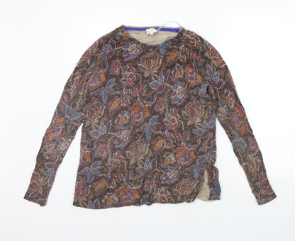 Womens UK Size XS EAST Brown Henley Jumper