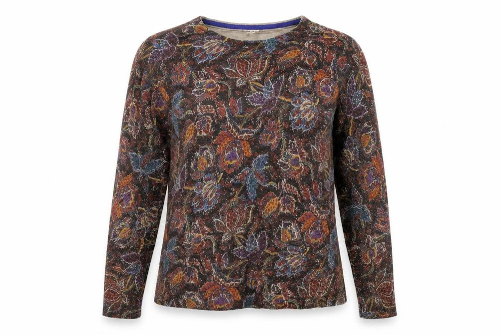 Womens UK Size XS EAST Brown Henley Jumper
