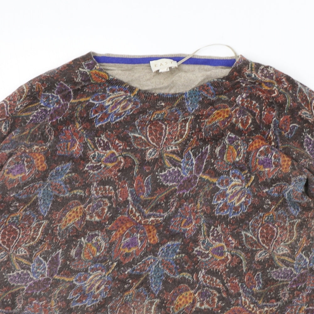 Womens UK Size XS EAST Brown Henley Jumper
