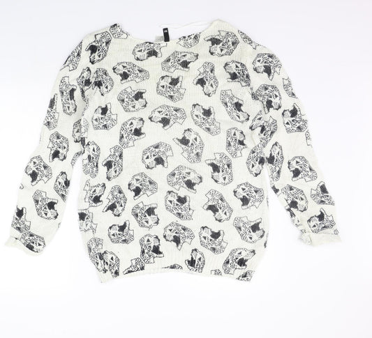 Womens UK Size M Warehouse White Pullover Jumper