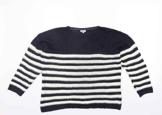 /text Womens Blue Striped  Pullover Jumper Size L