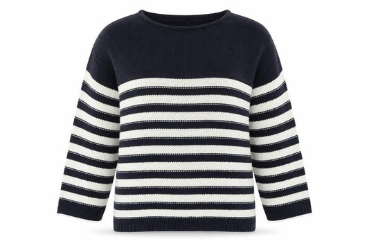 /text Womens Blue Striped  Pullover Jumper Size L