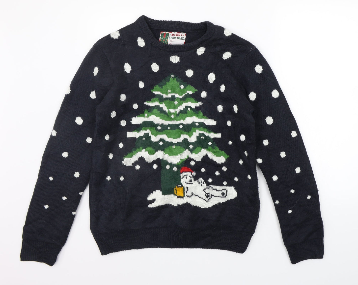 Ceader wood state Mens Black   Henley Jumper Size S  - CHRISTMAS