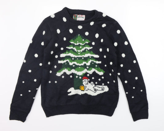 Ceader wood state Mens Black   Henley Jumper Size S  - CHRISTMAS