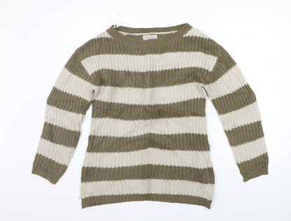 BE BEAU Womens Beige Striped  Pullover Jumper Size 10