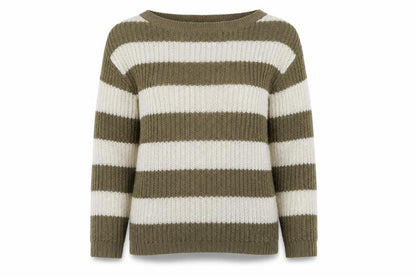 Be Beau Womens Beige Striped  Pullover Jumper Size 10