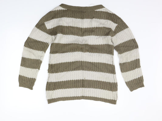 BE BEAU Womens Beige Striped  Pullover Jumper Size 10