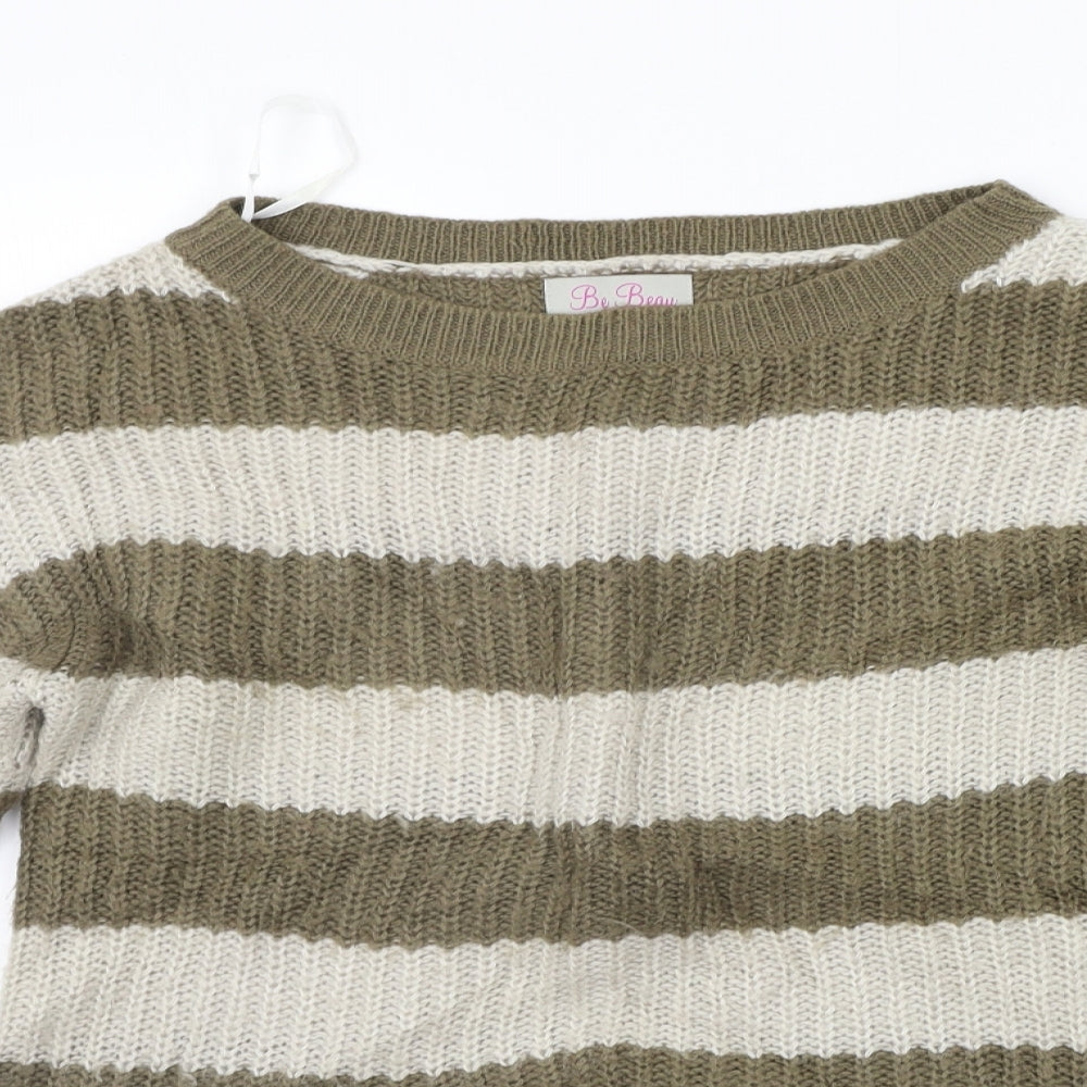 BE BEAU Womens Beige Striped  Pullover Jumper Size 10