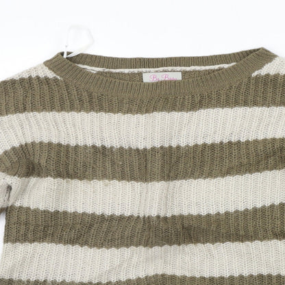 BE BEAU Womens Beige Striped  Pullover Jumper Size 10