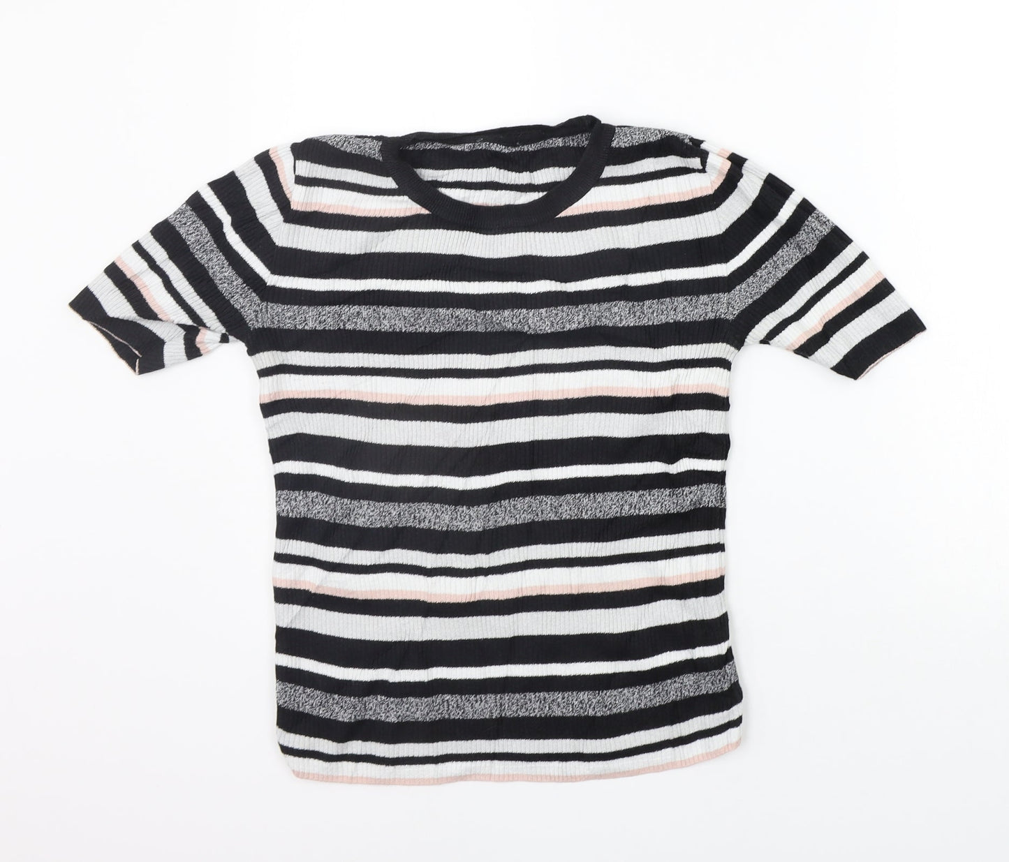 F&F Womens Black Striped  Pullover Jumper Size 10