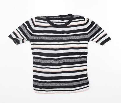 F&F Womens Black Striped  Pullover Jumper Size 10