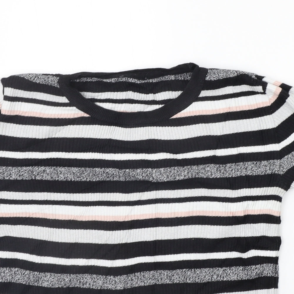F&F Womens Black Striped  Pullover Jumper Size 10