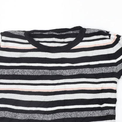 F&F Womens Black Striped  Pullover Jumper Size 10