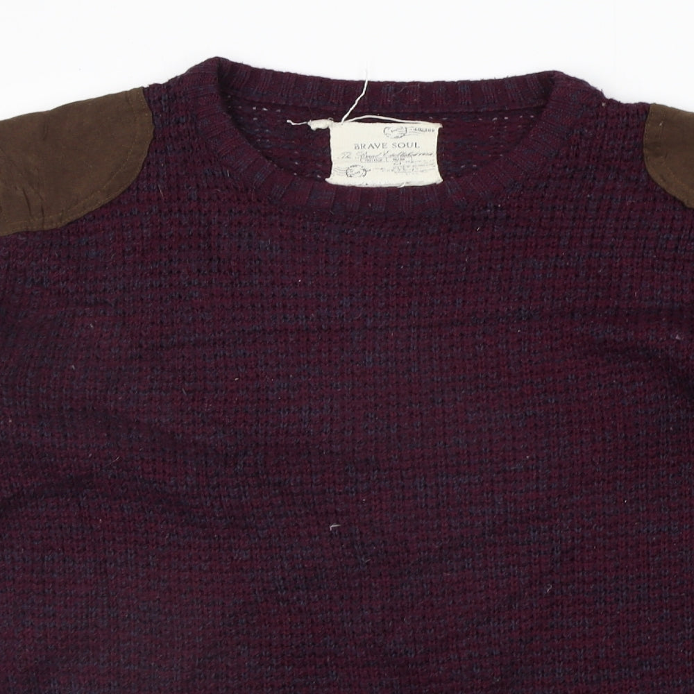 Brave Soul Mens Purple   Pullover Jumper Size XL