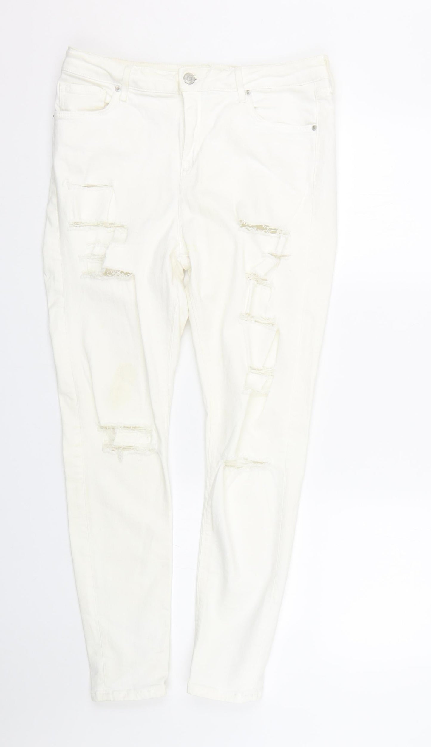 Topshop Womens White  Denim Skinny Jeans Size 34 L26 in