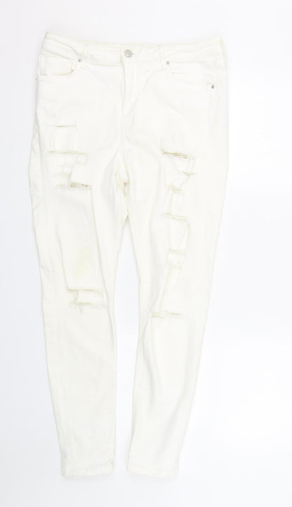 Topshop Womens White  Denim Skinny Jeans Size 34 L26 in