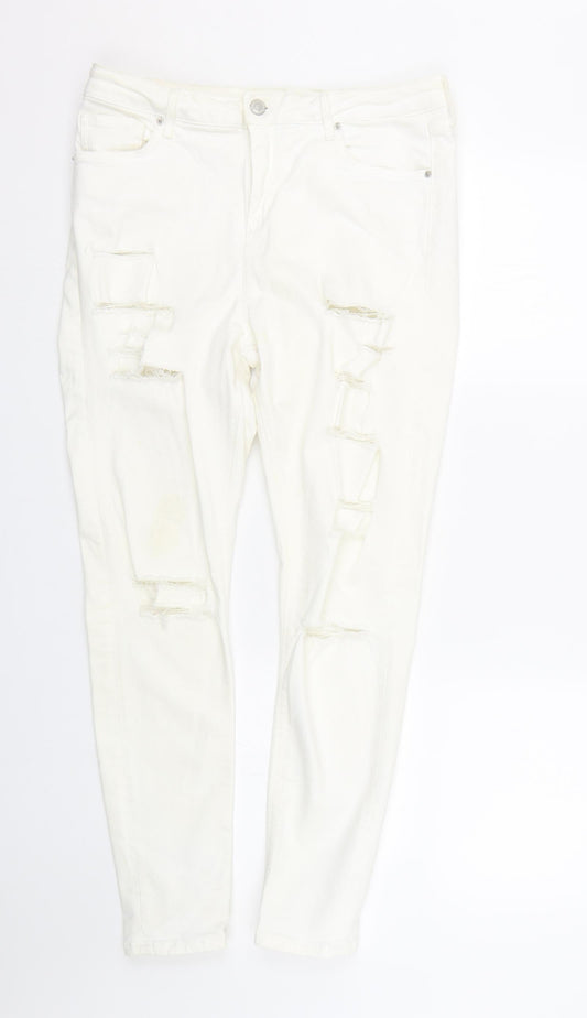 Topshop Womens White  Denim Skinny Jeans Size 34 L26 in