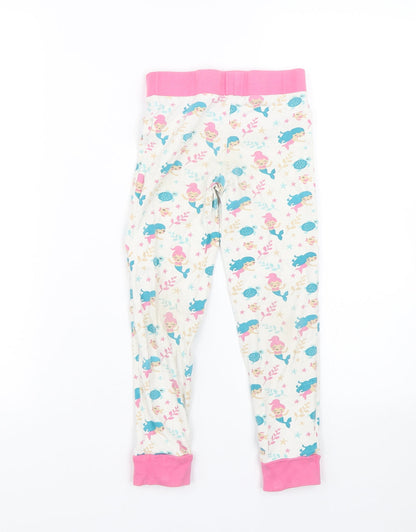 Lily & Dan Girls White Floral   Pyjama Pants Size 7-8 Years  - mermaids