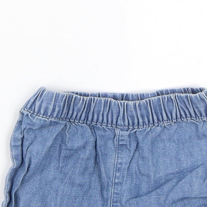 M&S Girls Blue  Denim Cropped Trousers Size 3-6 Months  - Shorts