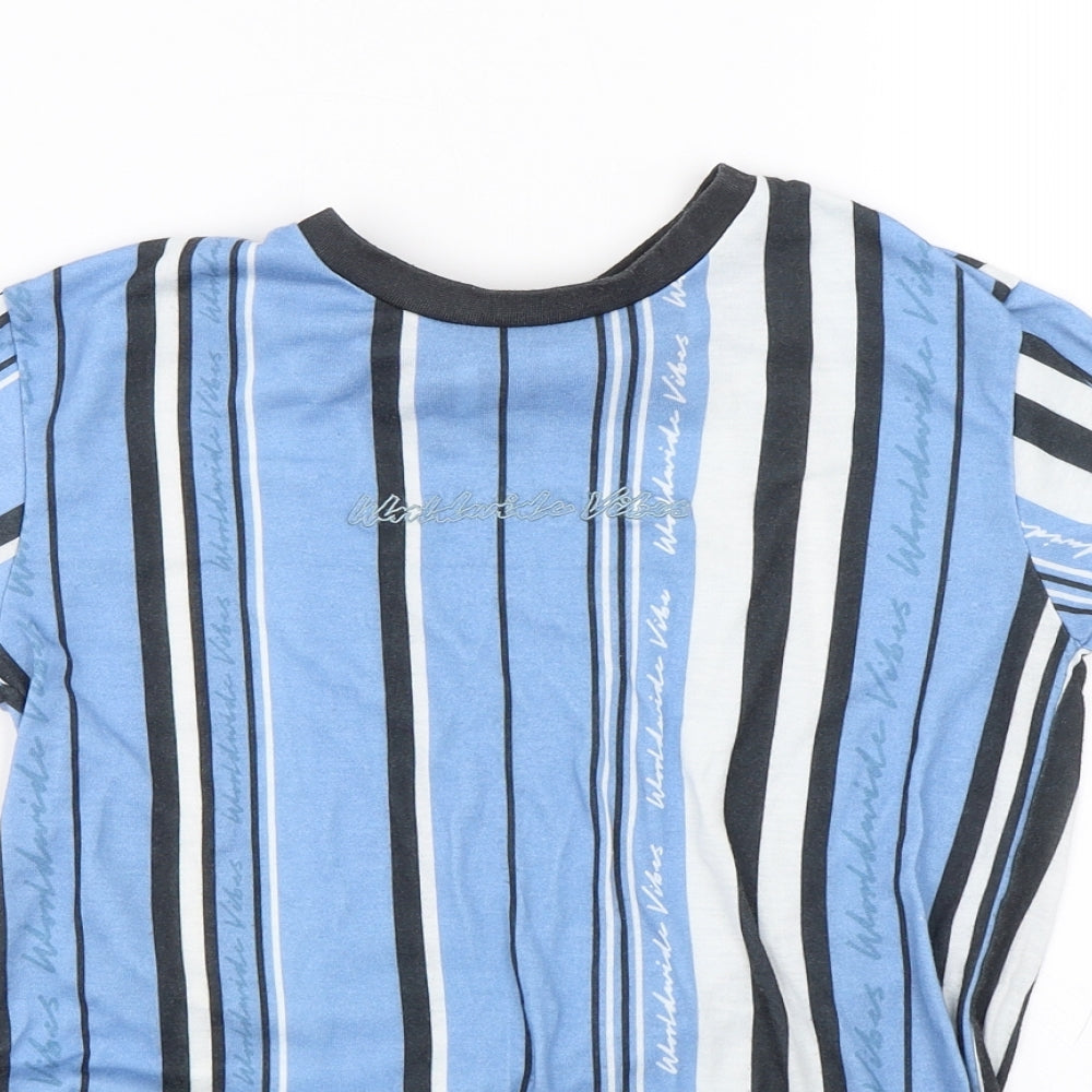 George Boys Blue Striped  Basic T-Shirt Size 9-10 Years