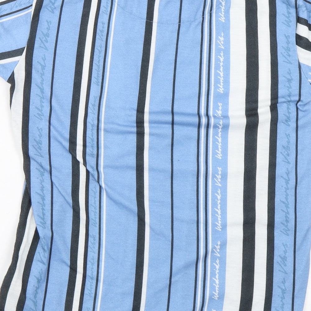 George Boys Blue Striped  Basic T-Shirt Size 9-10 Years