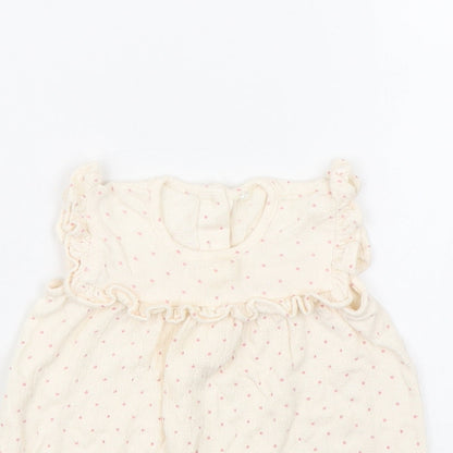 George Girls Beige Spotted  Babygrow One-Piece Size 3-6 Months