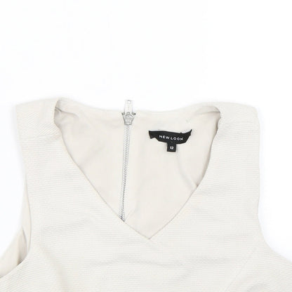 Womens UK Size 12 New Look Grey Cropped Tank