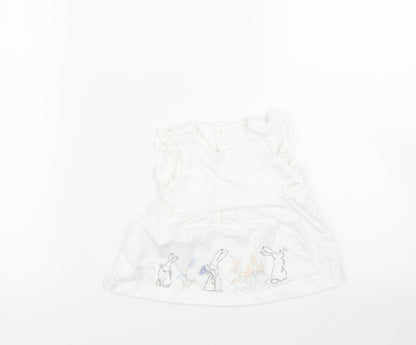 TU Girls White   Tank Dress  Size 3-6 Months  - Rabbits