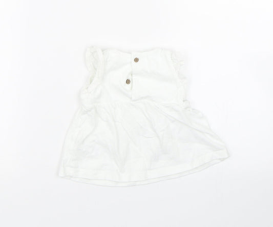 TU Girls White   Tank Dress  Size 3-6 Months  - Rabbits