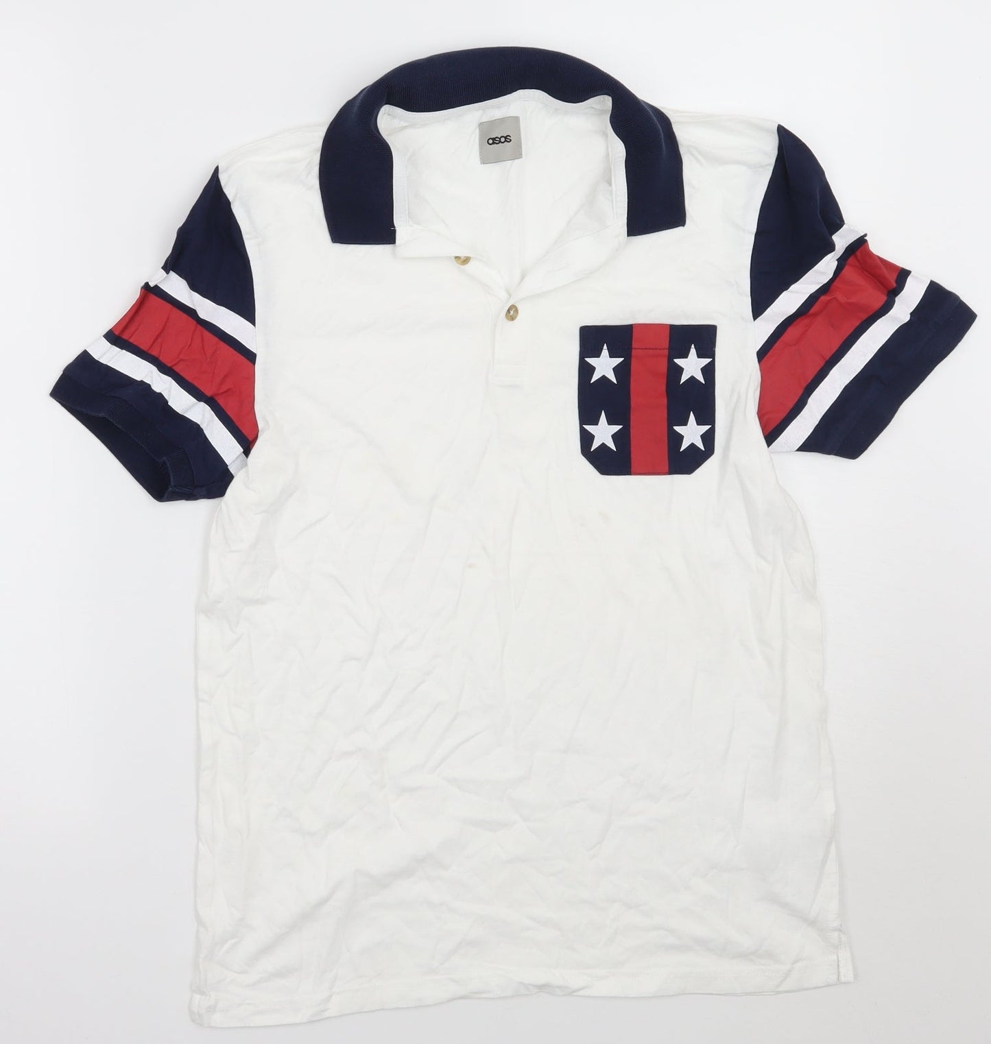 ASOS Mens White Striped   Polo Size S