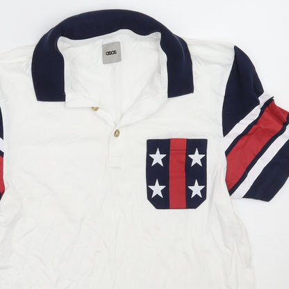 ASOS Mens White Striped   Polo Size S