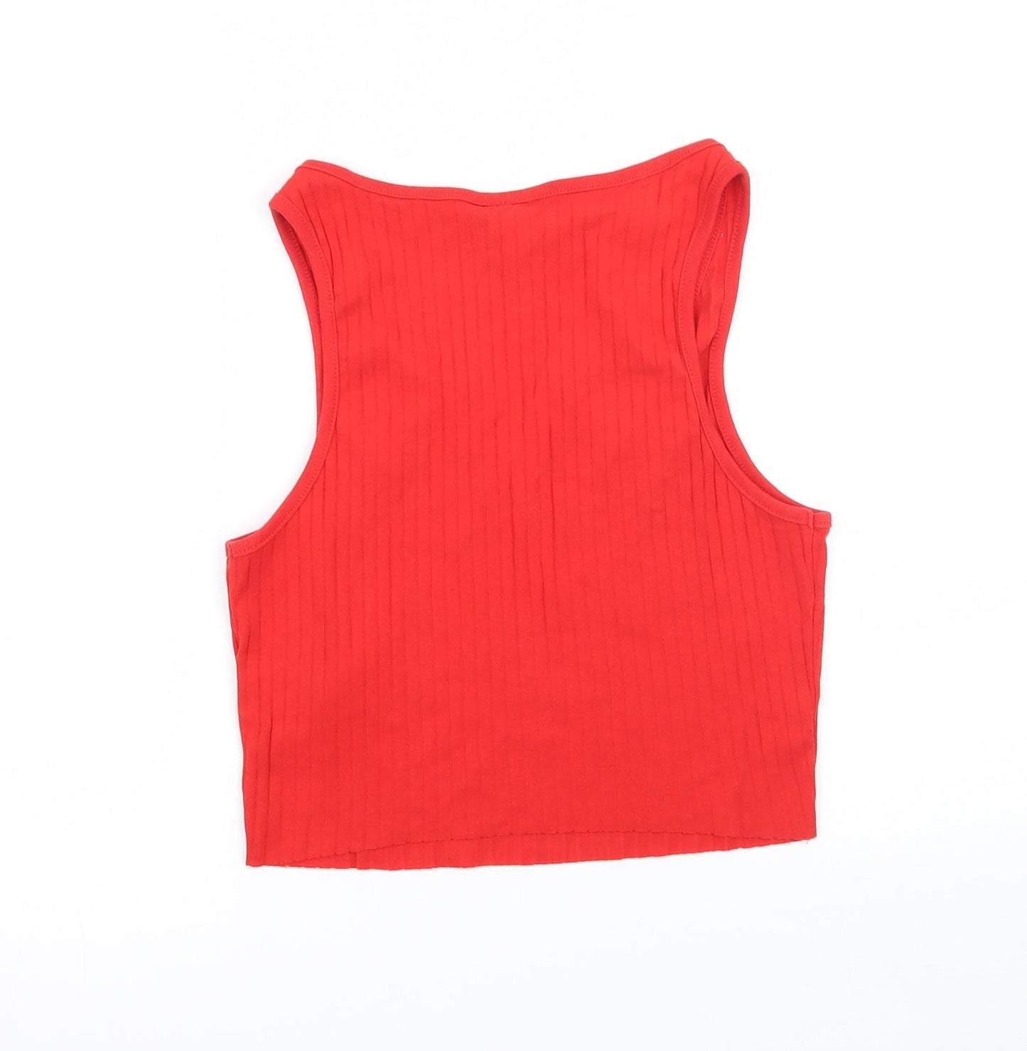 Womens UK Size 6 Topshop Red Basic T-Shirt