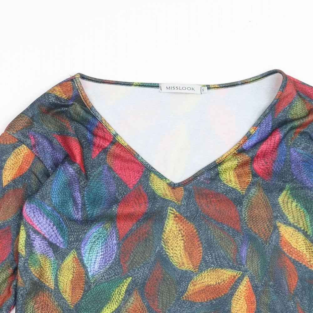 MissLook Womens Multicoloured Geometric  Basic T-Shirt Size S