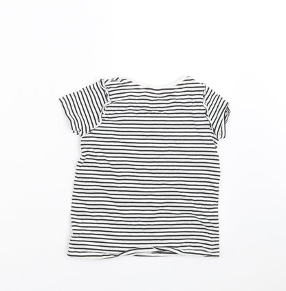 TU Girls Black Striped  Basic T-Shirt Size 5-6 Years