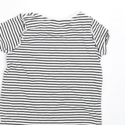 TU Girls Black Striped  Basic T-Shirt Size 5-6 Years
