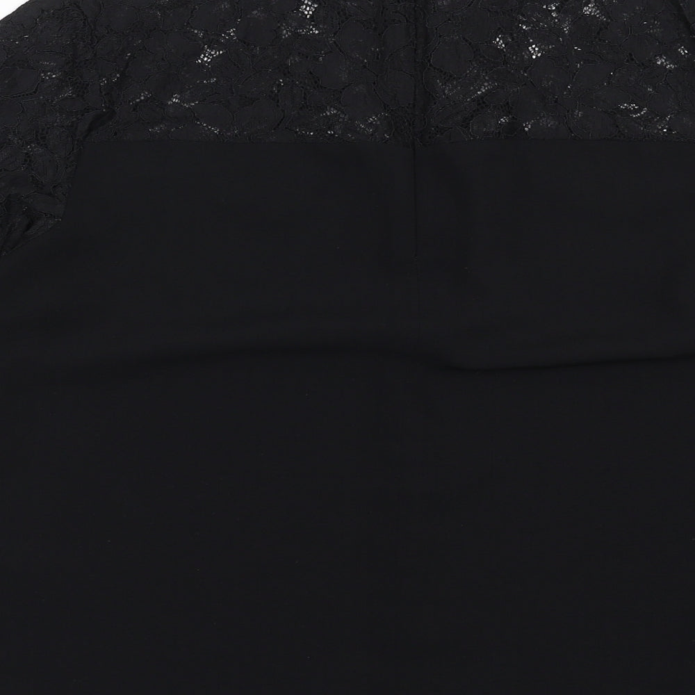 Papaya Womens Black Floral  Basic Blouse Size 14  - floral lace detail