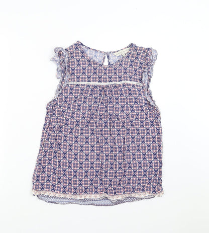 F&F Womens Blue Geometric  Basic Blouse Size 12