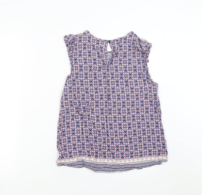 F&F Womens Blue Geometric  Basic Blouse Size 12