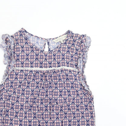 F&F Womens Blue Geometric  Basic Blouse Size 12