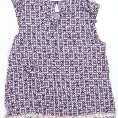 F&F Womens Blue Geometric  Basic Blouse Size 12