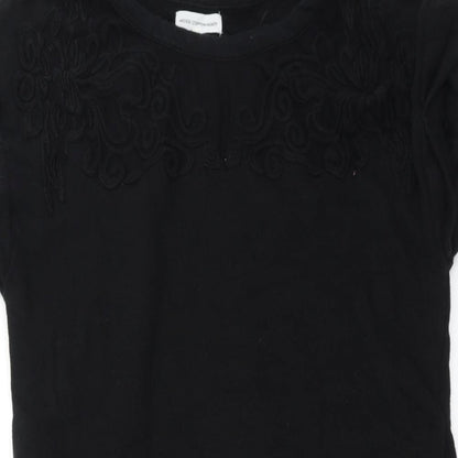 Moss Copenhagen Womens Black   Pullover Sweatshirt Size S  - Embroidered detail