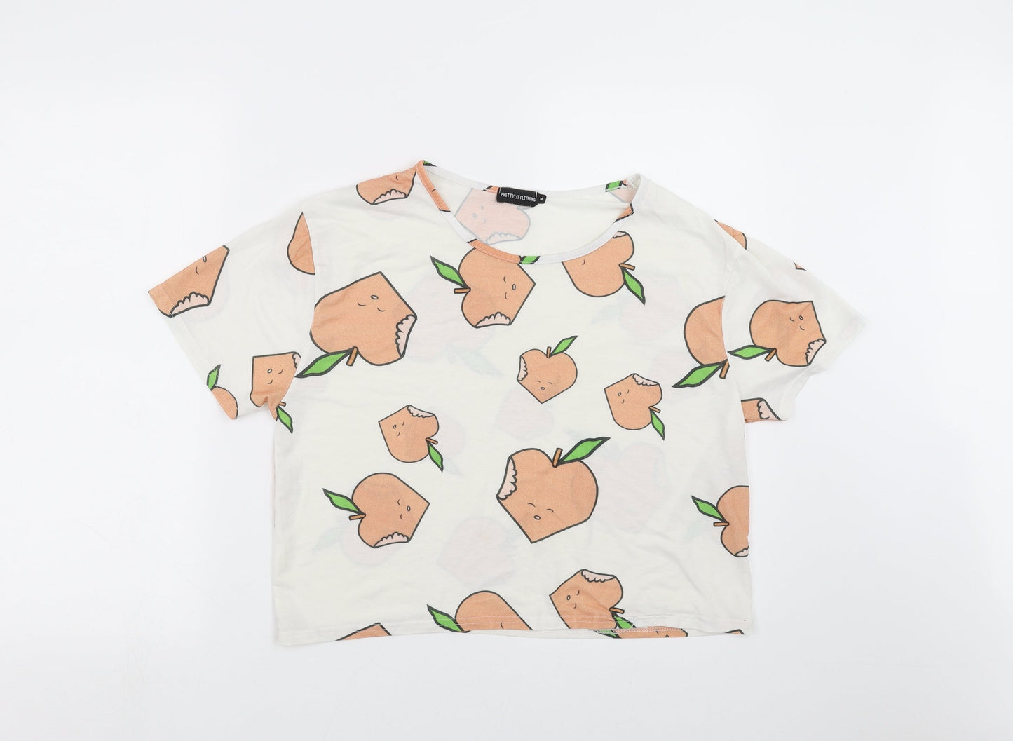 Womens UK Size M PRETTYLITTLETHING Ivory Cropped T-Shirt