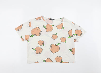 Womens UK Size M PRETTYLITTLETHING Ivory Cropped T-Shirt