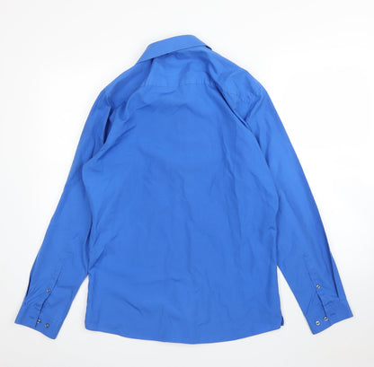 Mens UK Size 15.5 NEXT Blue  Button-Up Long Sleeve Casual Shirt