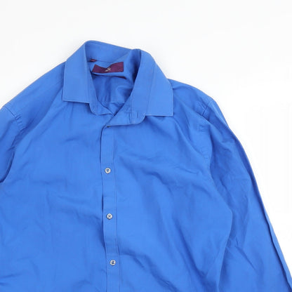 Mens UK Size 15.5 NEXT Blue  Button-Up Long Sleeve Casual Shirt